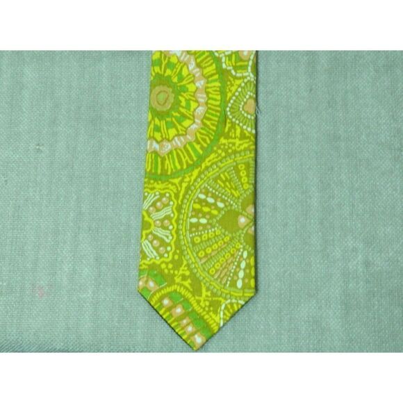Muse ‎ Necktie  Neck Tie Yellow Green Psychedelic Print - Picture 2 of 5
